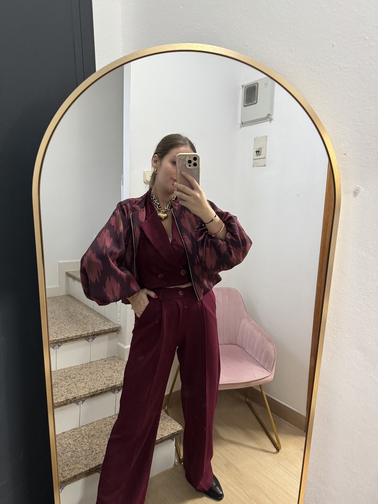 Bomber  Ikat Burgundy