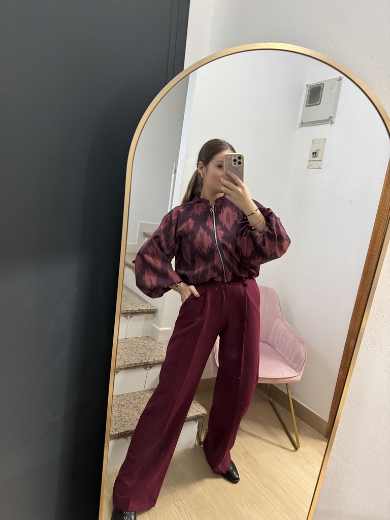Bomber  Ikat Burgundy