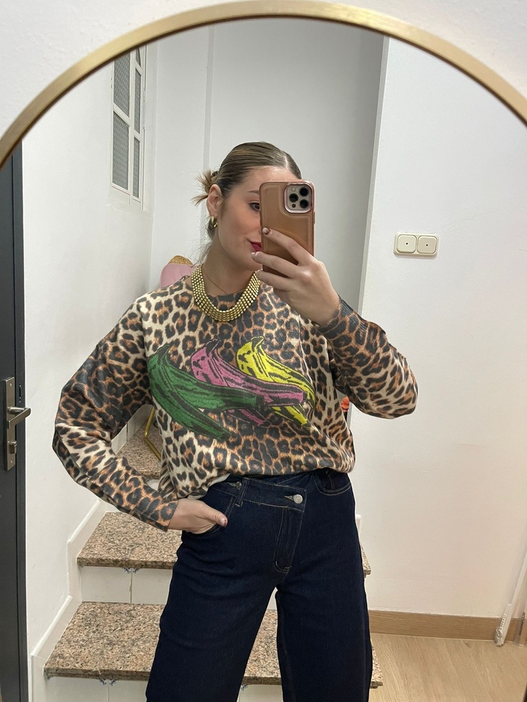 Jersey lana animal print