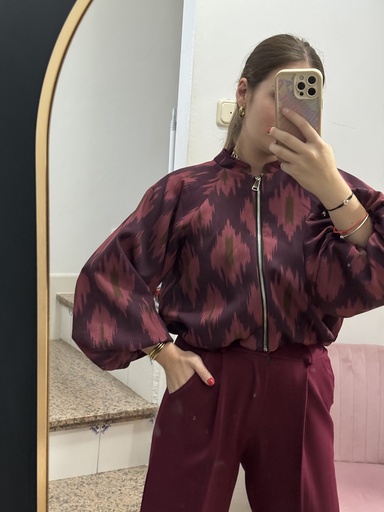 Bomber  Ikat Burgundy