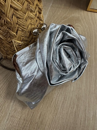 Bolso plateado Flor
