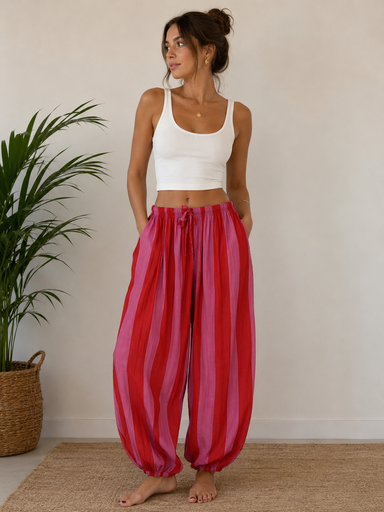 Pantalón bombacho rayas